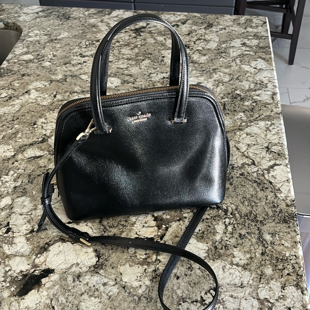 Kate Spade Patterson Drive Medium Dome Satchel Black Pebble Caviar Leather